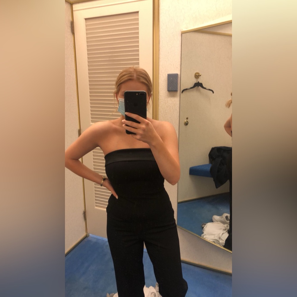 Crystal Doll Sleek Black jumpsuit tuxedo style